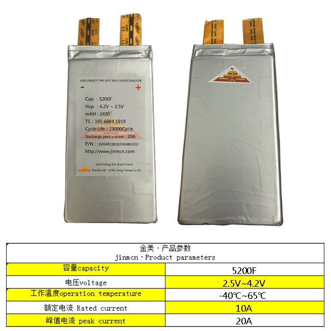 軟包超級<font color='red'>電容</font>器5200F 4.2V 鋰離子法拉電池<font color='red'>電容</font> 10wh超級<font color='red'>電容</font>器廠家